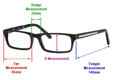 mm actual size chart for glasses
